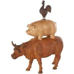 17" Multicolor Farm Animals Stacked Sculpture