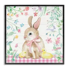 Stupell Industries Easter Bunny & Chicks Framed Giclee Art Black