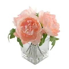Flora Bunda&reg; 8" Pink Peony Arrangement in Glass Pot
