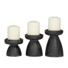 Black Traditional Candle Holder Set
