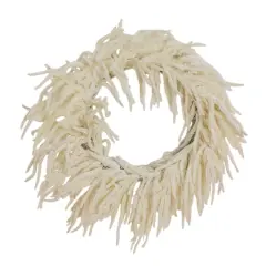 24in. Artificial Real Touch White Norfolk Island Pine Wreath with Natural Look