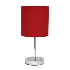 Creekwood Home Nauru 12" Brushed Nickel Petite Metal Stick Table Lamp Red