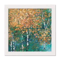 Fall Birch Trees Wall Art in White Frame