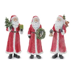 Glitter Santa Figurine with Pine Accent Set