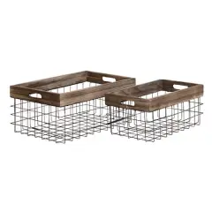 Black Metal Farmhouse Storage Basket Set