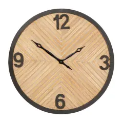 25" Brown Wood Industrial Wall Clock
