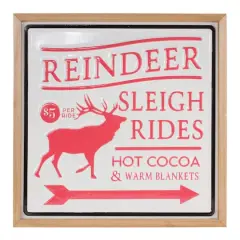 Red & White Reindeer Sleigh Rides Wall Sign