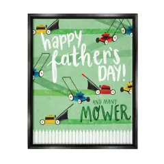Stupell Industries Happy Father's Day Lawn Mowers Floater Framed Art Black