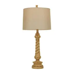 Brown Polystone Table Lamp Set of 2 14", 31"