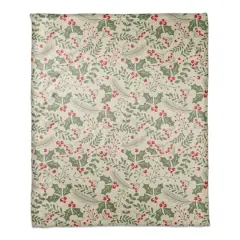 Holly Pattern Coral Fleece Blanket