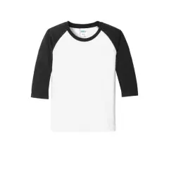 Port & Company Youth Raglan Tee White/Jet Black