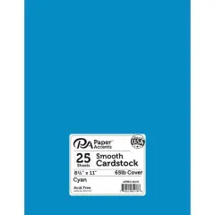 PA Paper&trade; Accents 8.5" x 11" 65lb. Smooth Cardstock, 25 Sheets Cyan