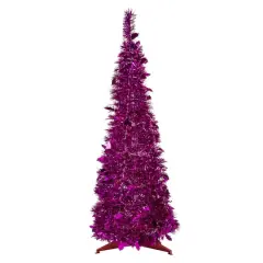 4ft. Unlit Pink Tinsel Pop-Up Artificial Christmas Tree