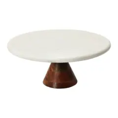 Hello Honey&reg; 12" Marble Pedestal with Wood Base Stand