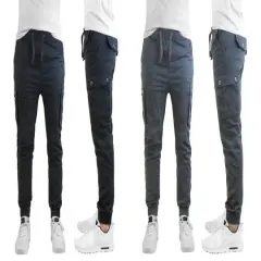 Galaxy by Harvic Slim Fit Cotton Stretch Twill Men's Cargo Joggers 2 Pack Black/Grey