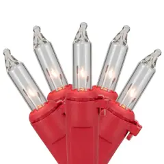 100ct Clear Mini Valentine's Day Light Set 20ft Red Wire