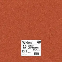 PA Paper&trade; Accents Glitter 12" x 12" Cardstock, 15 Sheets Dark Copper