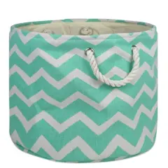 DII&reg; 15" Round Chevron Fabric Bin Aqua