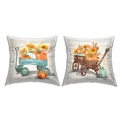 Stupell Industries Rustic Harvest Wagons Outdoor Printed Pillow
