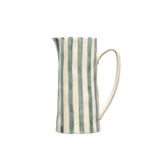 Hello Honey&reg; 42oz. Hand-Painted White & Blue Striped Stoneware Pitcher