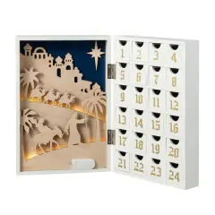 Glitzhome&reg; 17" Lighted Christmas Nativity Advent Calendar D&eacute;cor