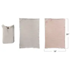 Hello Honey&reg; Cotton Double Cloth Tea Towel Set in Bag Rose and Cement