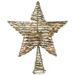 11.5" Lighted Rattan Star Christmas Tree Topper, Clear Lights