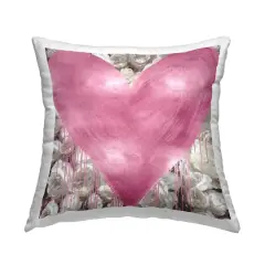 Stupell Industries Street Style Pink Heart Rose Blossom Flowers Throw Pillow, 18" x 18"