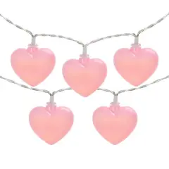 10ct. Pink LED Valentine's Day Heart String Lights with Clear Wire