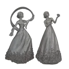 Set of 2 Grey Resin Traditional Sculpture, 22" x 11" x 6"