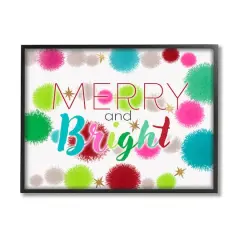Stupell Industries Merry & Bright Bold Holiday Phrase Framed Giclee Art Black