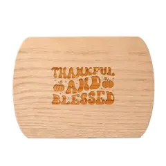Thankful and Blessed 8" x 11" Redwood Oval Cutting Board