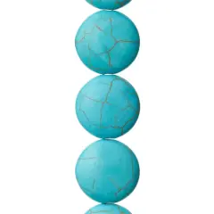 Turquoise Dyed Howlite Lentil Beads, 20mm by Bead Landing&trade;