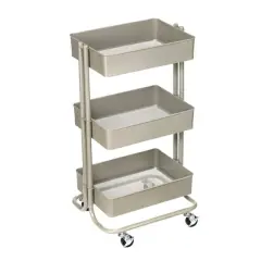 Lexington 3-Tier Rolling Cart by Simply Tidy&reg; Greige