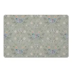 Butterfly Pattern Floor Mat Sage Green