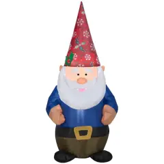 4ft. Airblown&reg; Inflatable Christmas Gnome in Red Damask Hat