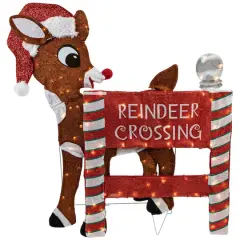 36" LED Rudolph Reindeer Crossing Outdoor Christmas Sign Decoration