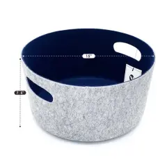 Welaxy 15" Felt Round Basket Navy