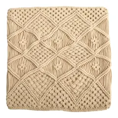 18" Bohemian Cross Woven Macram&eacute; Pillow Cover
