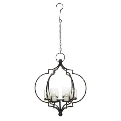 19'' Iron Farmhouse Hanging Candle Holder Black