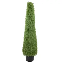5ft. Unlit Artificial Boxwood Cone Topiary Tree with Round Pot