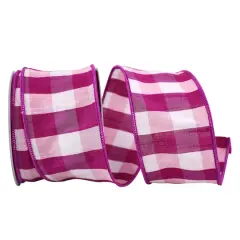 JAM Paper 2.5" x 10yd. Grape Shadow Check Wired Dupioni Ribbon