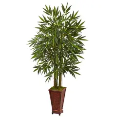 5.5ft. Bamboo Tree in Decorative Wood Planter