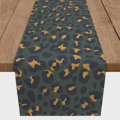 90" Leopard Cotton Twill Runner Green