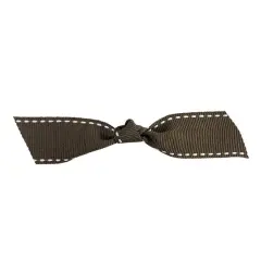 JAM Paper 7/8" Grosgrain Twist Tie Flair Bows, 100ct. Brown/White Stitch