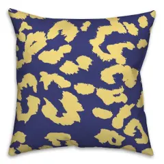 18" x 18" Leopard Print Indoor/Outdoor Throw Pillow Blue/Yellow