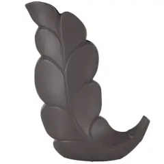 19" Black Slanted Ceramic Leaf Vase