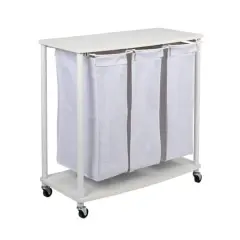 Household Essentials 3-Bag Laundry Sorter with Laminate Shelving White