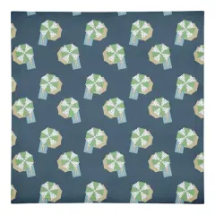Umbrella Print Cotton Twill Napkin Navy and Green