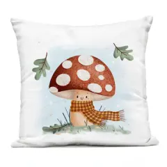 Stupell Industries Happy Mushroom in Scarf Outdoor Printed Pillow